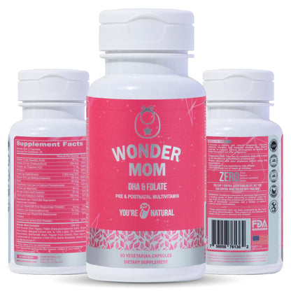 YOU'RE NATURAL Prenatal and Postnatal Vitamins for Women with Folate, DHA, Probiotics