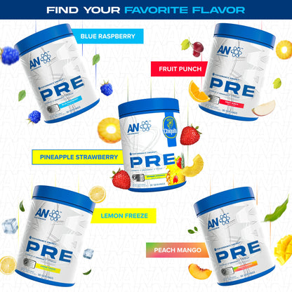 AN Performance Pre-Workout Powder Supplement for Men & Women | Energy Drink Mix with 300mg Caffeine + Beta Alanine + Citrulline | Third-Party Tested | Fruit Punch | 30 Servings