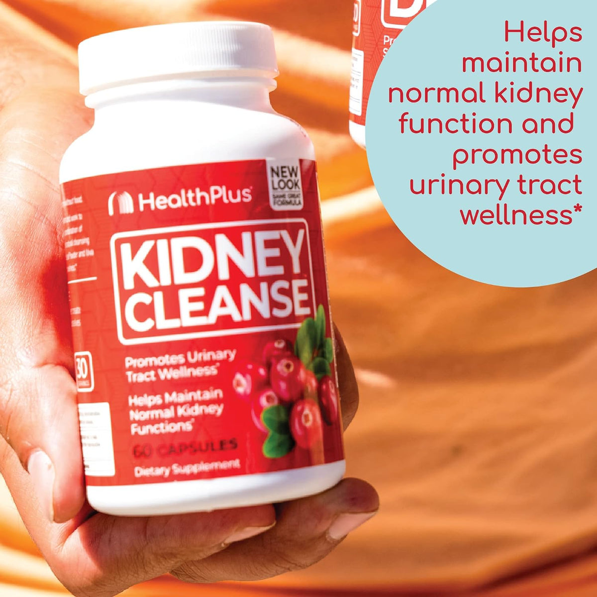 Health Plus Advanced Kidney Cleanse Support Supplement, 60 Capsules | With cranberry extract, turmeric root, and CoQ10, 30 servings; may support healthy kidney function and urinary tract wellness