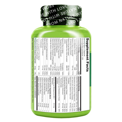 NATURELO Mens Multivitamins - One Daily Multivitamin for Men with Vitamins, Minerals & Organic Whole Foods, Boost Energy & Health, Non-GMO, 120 Vegetarian Capsules