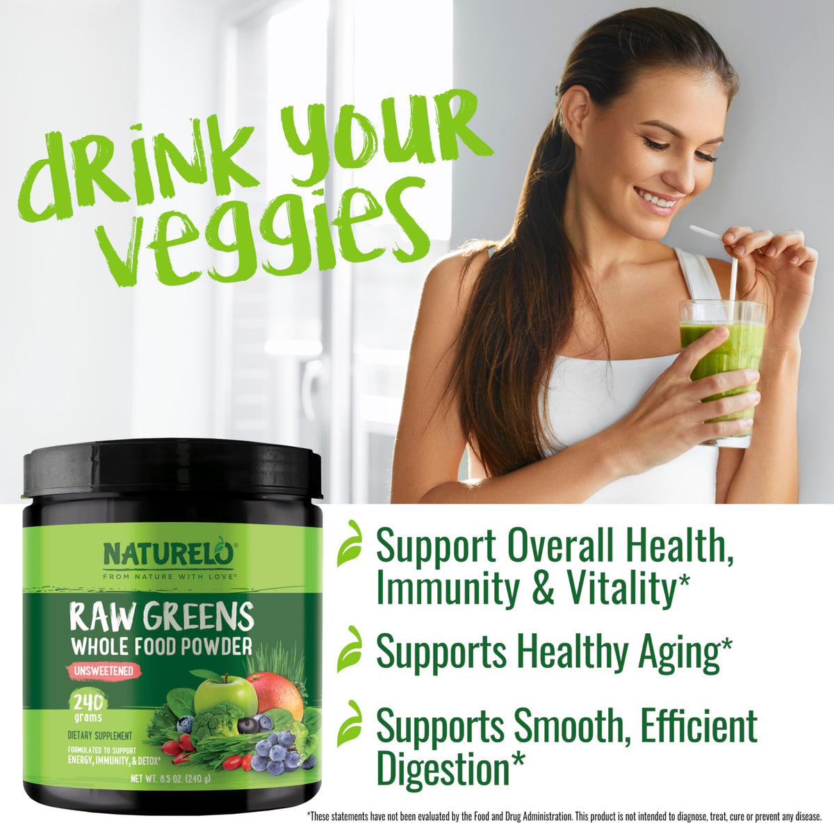 NATURELO Raw Greens Superfood Powder 480 Grams, Mixed Berry - Supports Energy, Immunity and Detox - Includes Spirulina, Wheat Grass and Organic Greens for Whole Food Nutrition