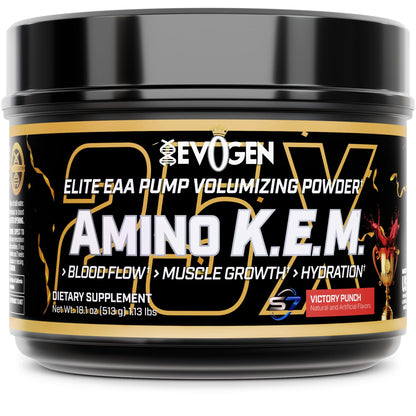 Evogen Amino K.E.M. EAA & BCAA | Tropic Thunder | 30 Servings | S7 nitric oxide blend with betaine anhydrous, coconut water and leucine for blood flow, muscle growth, hydration and recovery