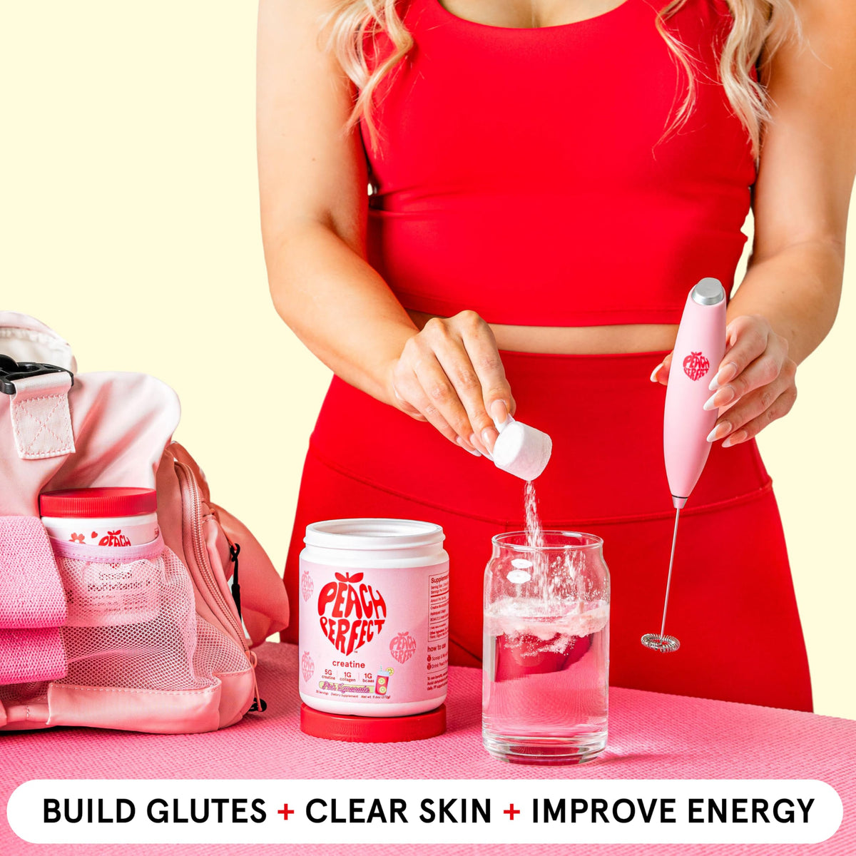 Peach Perfect Creatine for Women – Micronized Creatine Monohydrate Powder with BCAA & Collagen for Glute Strength Support, Boosts Energy, Focus, Strength, and Endurance – Pink Lemonade, 30 Servings