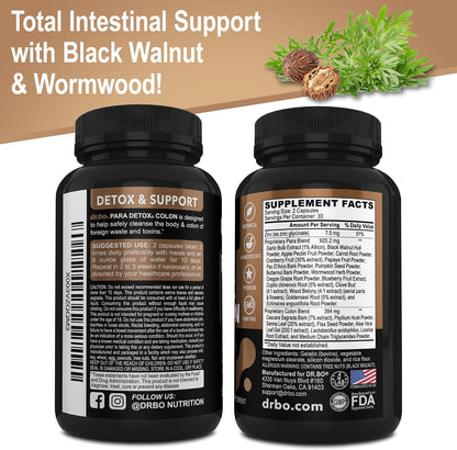 Colon Cleanse Pills Body Detox - Intestinal Guard Cleanser for Stomach - Natural Weight Flush Cleaner Supplement Complex, Women Men Kids, Herbal Wormwood Black Walnut Clove - Gut Loss Health Capsules