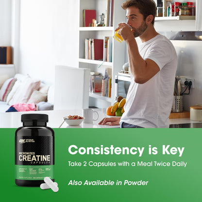 Optimum Nutrition Micronized Creatine Monohydrate Capsules, Keto Friendly, 2500mg, 100 Capsules