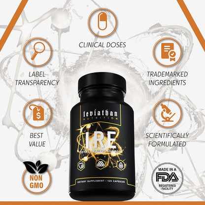 Leviathan IRE Complete Health Support - Overall Health & AntiOxidant Support with Longvida® Optimized Turmeric Curcumin, Grape Seed, Berberine, Arjuna, and Resveratrol