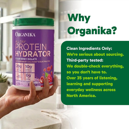 Organika Raspberry All Day Protein Hydrator, 22.93 OZ