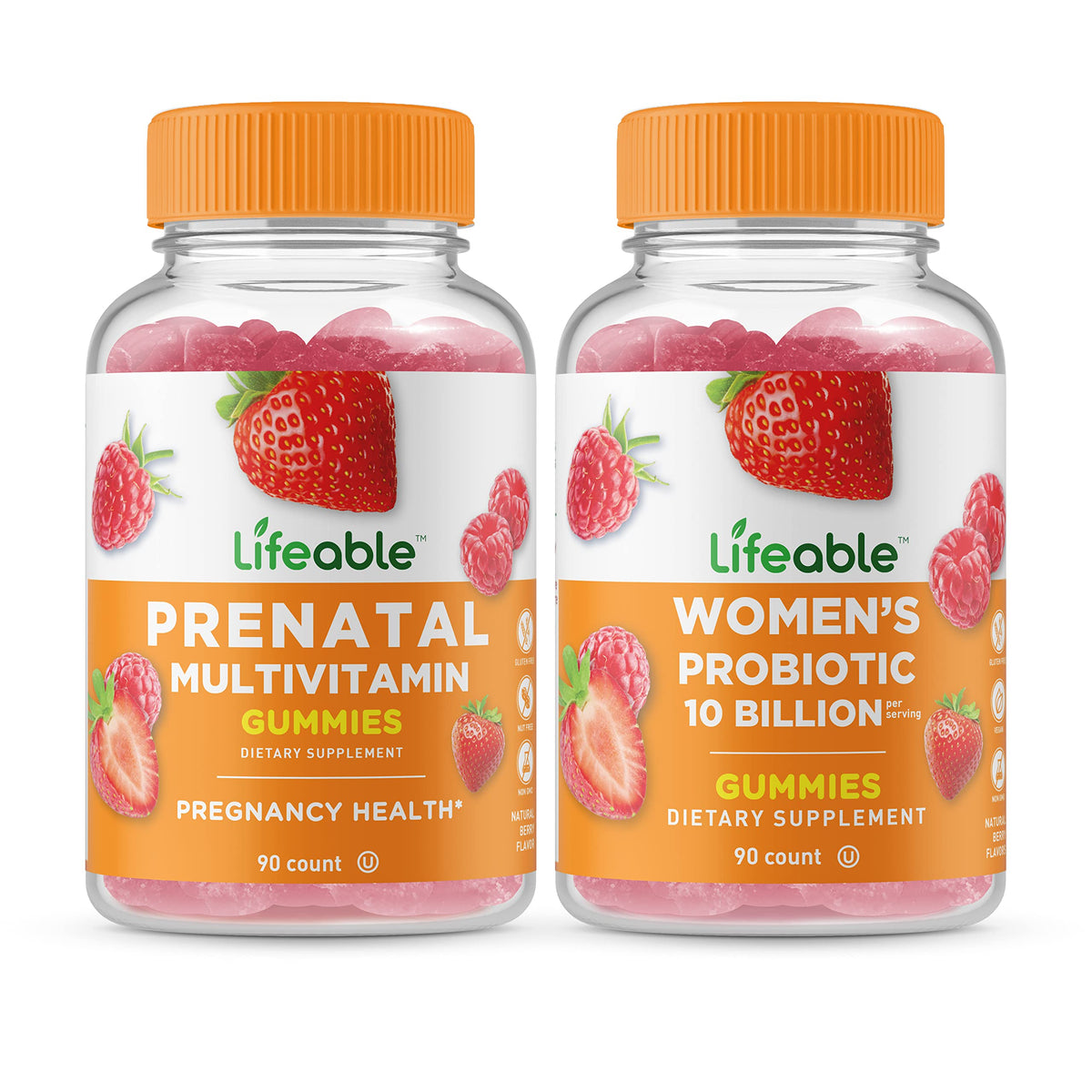 Lifeable Women's Prenatal Multivitamin + Probiotic 10 Billion, Gummies Bundle - Great Tasting