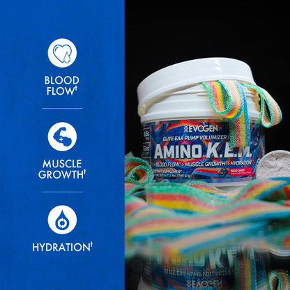 Evogen Amino K.E.M. EAA & BCAA | Tropic Thunder | 30 Servings | S7 nitric oxide blend with betaine anhydrous, coconut water and leucine for blood flow, muscle growth, hydration and recovery