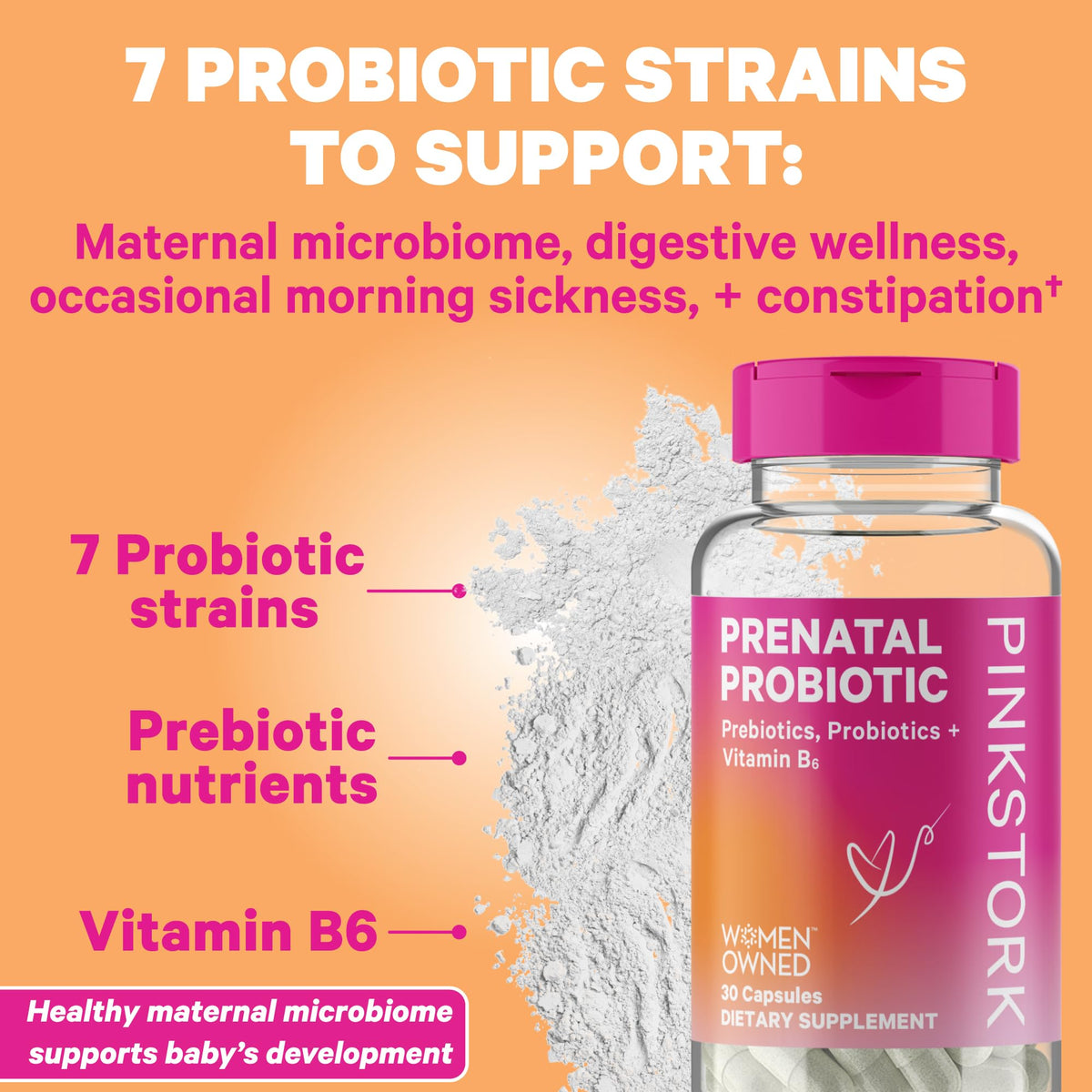 Pink Stork Pregnancy Bundle: Prenatal Vitamin with DHA & Folate, Prenatal Probiotics for Pregnant Women