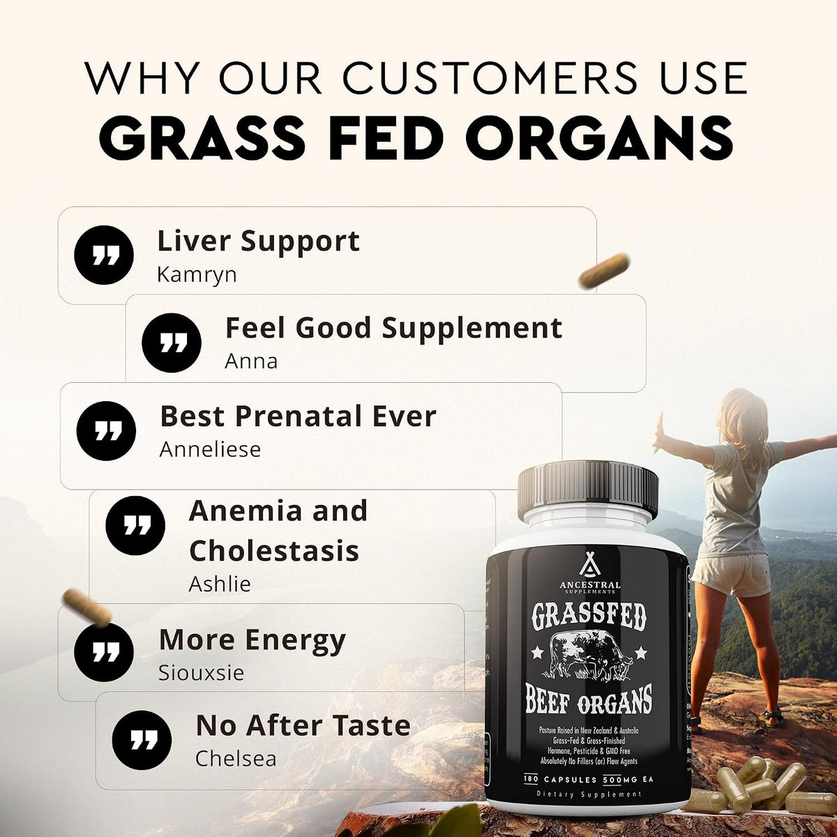 Ancestral Supplements Beef Organs & FEM Bundle for Women – Supports Hormone Balance, Energy, Skin & Overall Wellness – Grass Fed, Pasture Raised Multivitamin with Whole-Food Nutrients & Targeted Femal