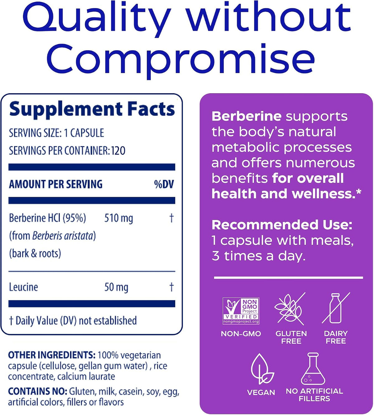 Enzymedica Berberine HCl Supplement 510 mg - Berberine Capsules for Men & Women, Natural Metabolic Health Support, Vegan, Gluten Free, Non-GMO - 120 Targeted Release Caps