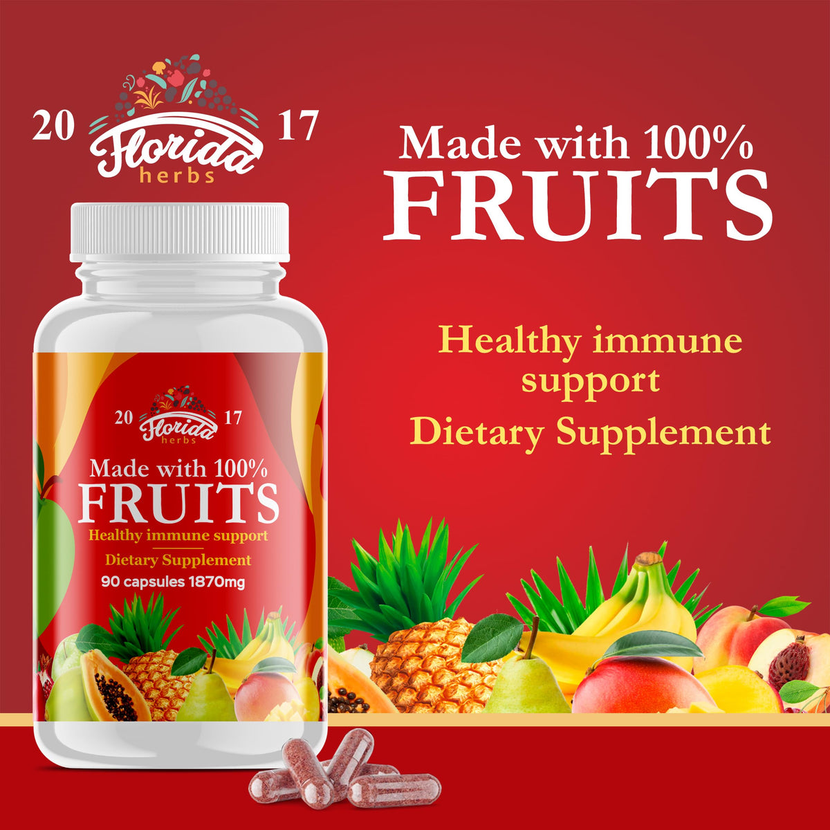 Fruits and Vegetables Supplement - 90 Fruit and 90 Veggie Capsules - Nature Vitamins, Balance of Fruits and Veggies Supports Energy Balance, Soy Free, Vegan Capsules - 90 Count (Pack of 2)