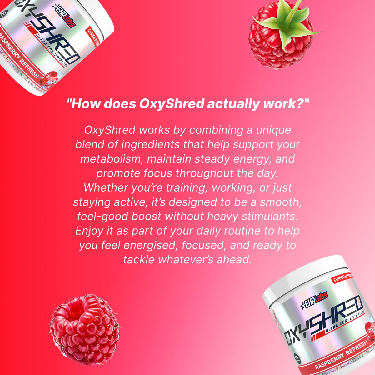 EHP Labs OxyShred Pre Workout Powder - Preworkout Powder with L Glutamine & Acetyl L Carnitine, Energy Boost Drink - Cosmic Blast, 60 Servings