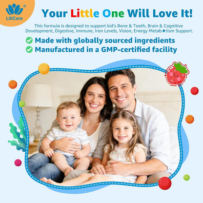 Toddler 2-3 & Kids 4+ Multivitamin Gummies w/ Iron, Omega-3, ARA, Calcium, Prebiotic, Methylated Picky Eater Vitamins for Kids 2+ Growth & Development | Vitamin C, D3 K2, B12, Methylfolate, Sugar Free