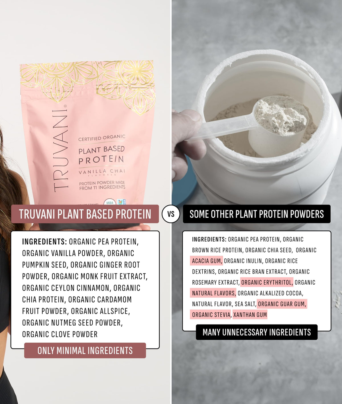 Truvani Organic Plant Based Protein Powder | Strawberry | 10 Servings | Vegan | 20g Pea Protein | Single Serving Travel Packets | Keto | Gluten & Dairy Free | Low Carb