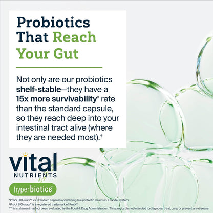Hyperbiotics Vital Nutrients Pro-15 Advanced Probiotics for Women and Men | 15 Strains + Kiwifruit | Clinically Studied Daily Probiotics for Digestive Health, Gas, & Bloating | 30 Vegan Tablets