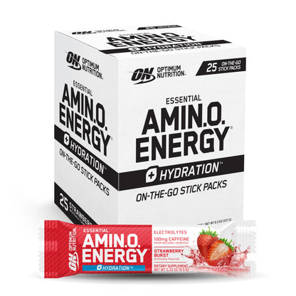 Optimum Nutrition, Amino Energy Powder Plus Focus, with Bcaa, Electrolytes, and Caffeine, Watermelon, 30 Servings | Contains BCAAs, Electrolytes, 100 mg Caffeine, 5g Amino Acids, Zero Sugar, Supports Hydration, Banned Substance Tested