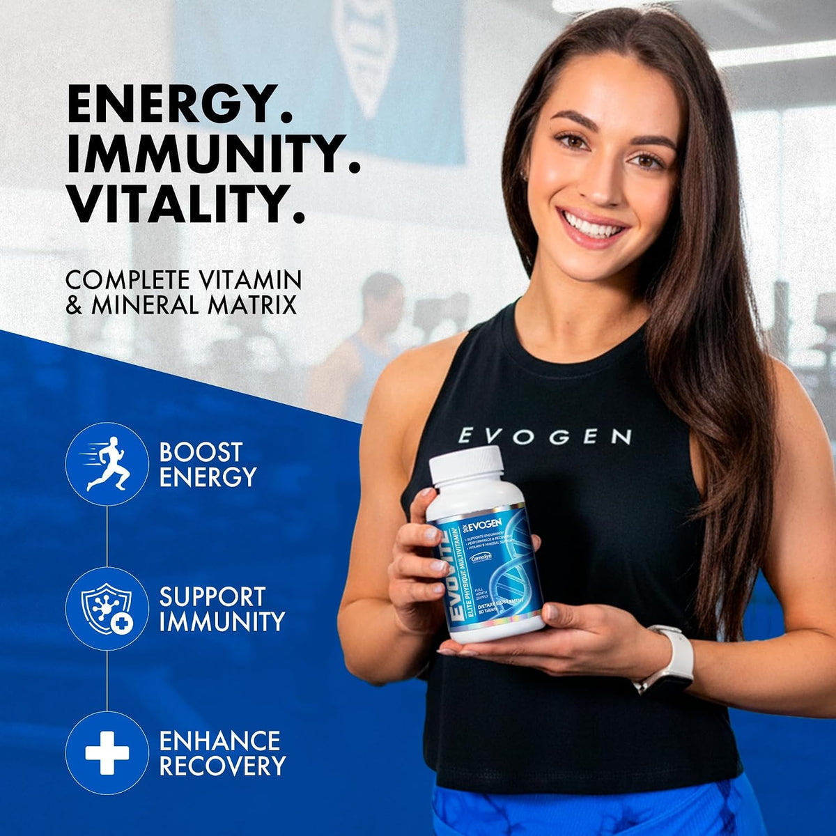Evogen Evovite Multivitamin Tablets | 30 Servings | Albion chelated minerals with CarnoSyn beta-alanine, Longvida curcumin, boron, K2 and methylated B12 for endurance and joints