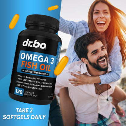 Omega 3 Fish Oil Supplements - Triple Strength Fish Oil Omega 3 Supplements 2000mg EPA DHA Women Men - Triple Strength Natural Omega3 Supplement 2000mg EPA DHA Fatty Acids 1000mg Burpless 60 Softgels