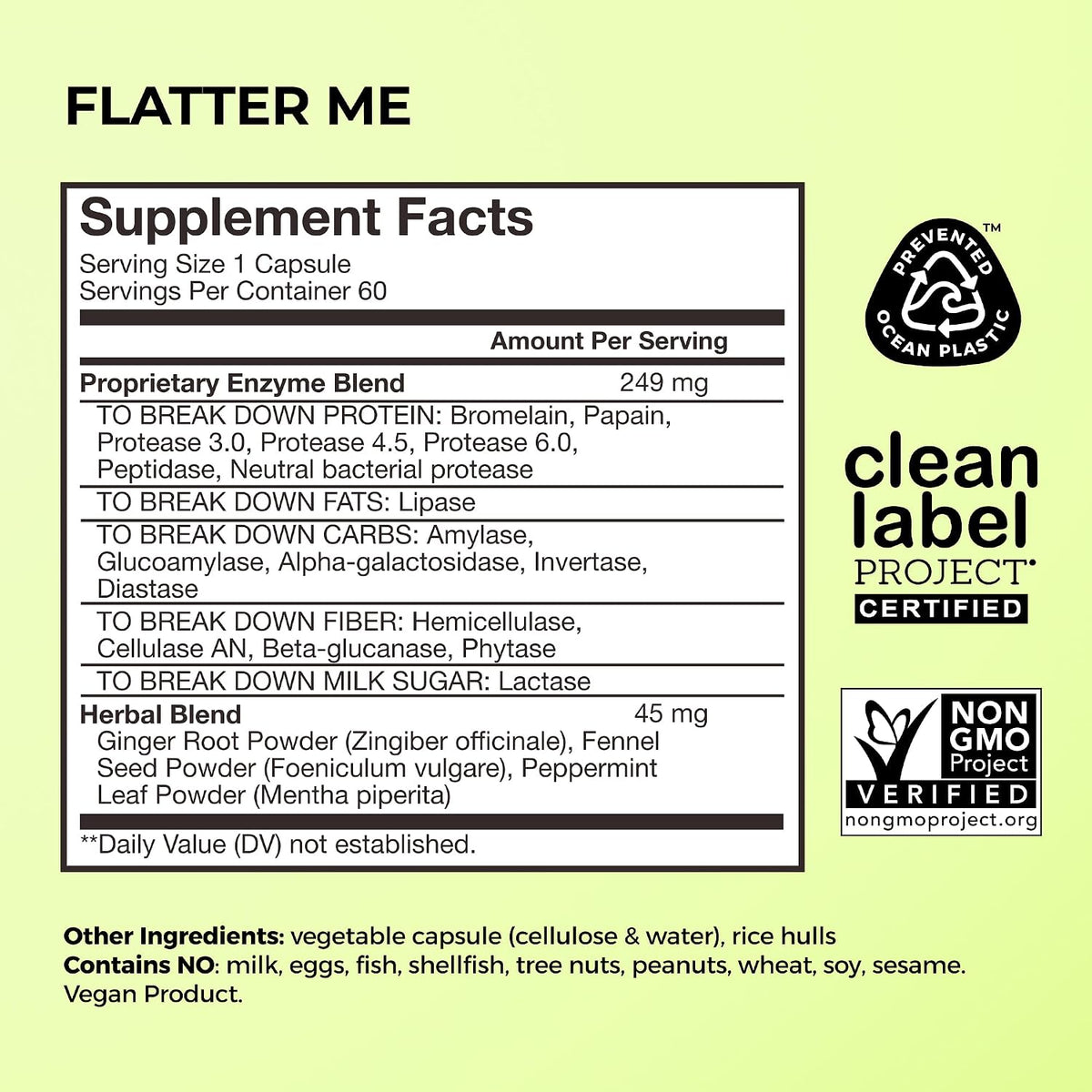 HUM Flatter Me Digestive Enzymes, Digestion & Bloating Support, 60 Count