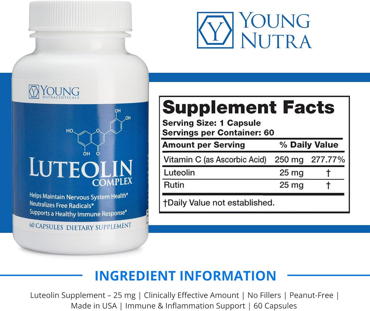 Mirica YoungNutra Luteolin Complex - Supports a Healthy Immune Response and Helps Maintain Nervous System Health* - 60 Capsules