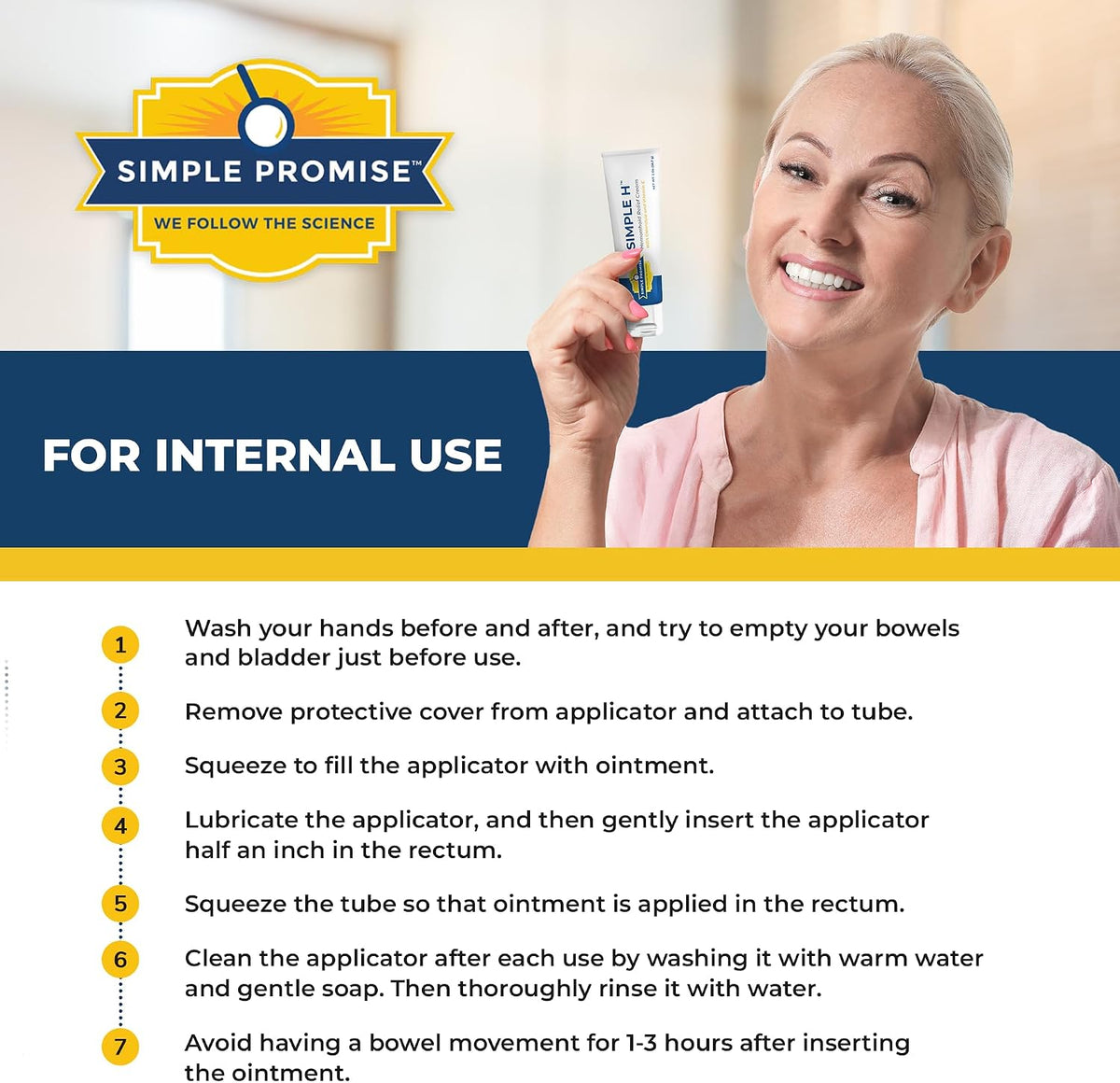 Simple H - Hemorrhoid Cream and Ointment - Internal and External Comfort | Gentle and Fast Absorbing, For Itch and Burning Relief, With 28 Botanicals, Apply Morning and Night, 2 oz Tube