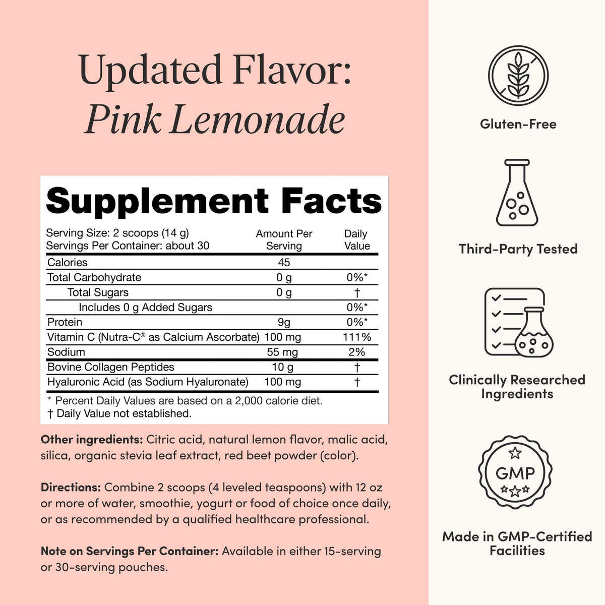 The 'Pause Life Skin & Bone Collagen Peptides + Hyaluronic Acid, 12 OZ | Verisol & Fortibone collagen peptides with hyaluronic acid & vitamin C. Gluten free. Supports skin, nails & hair health