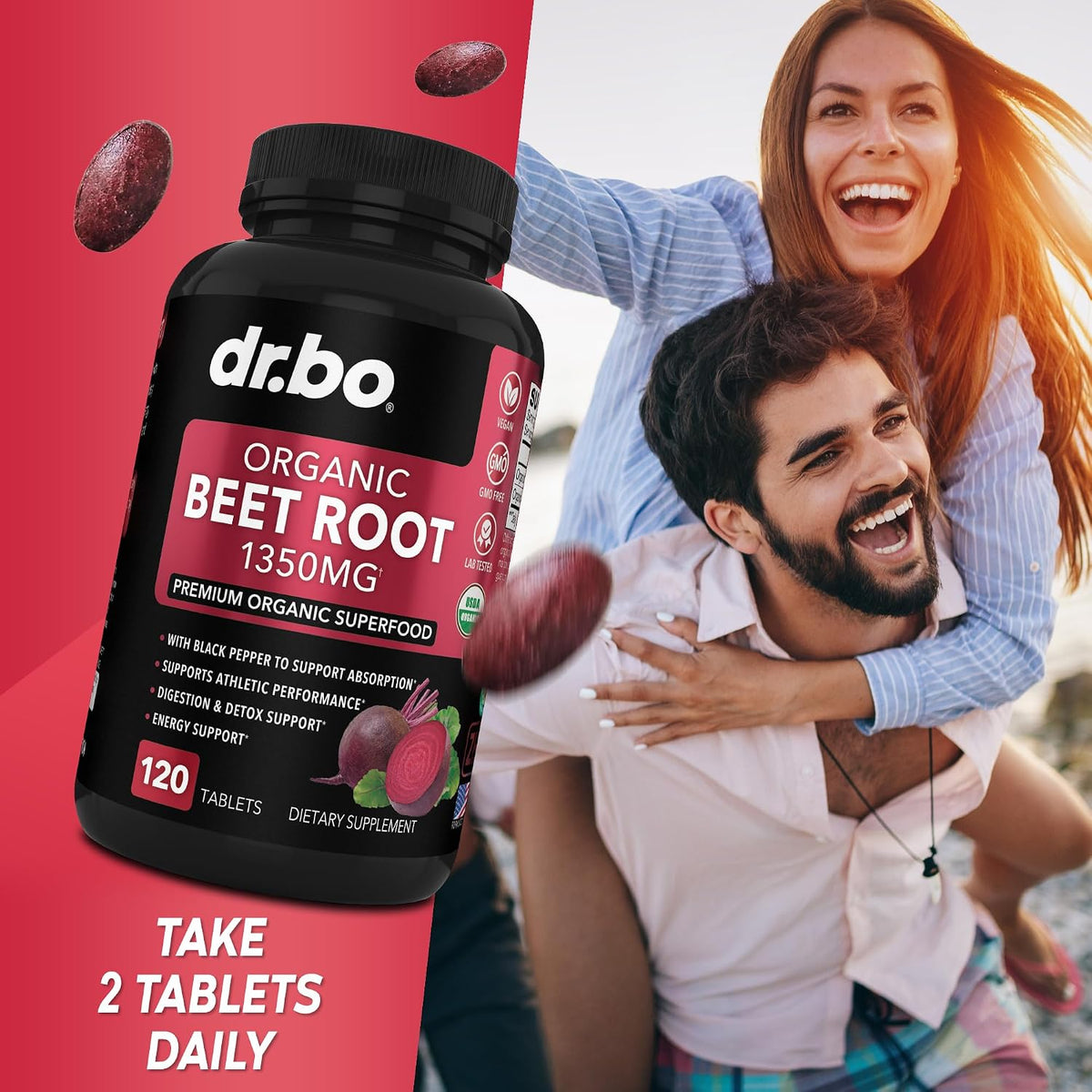 Organic Beet Root Capsules Supplements - 1350mg Beetroot Powder Extract Pills, Organic Beet Root Powder Supplement, Super Nitric Oxide Beets High Circulation Total Vitamins Support - 120 Beets Tablets