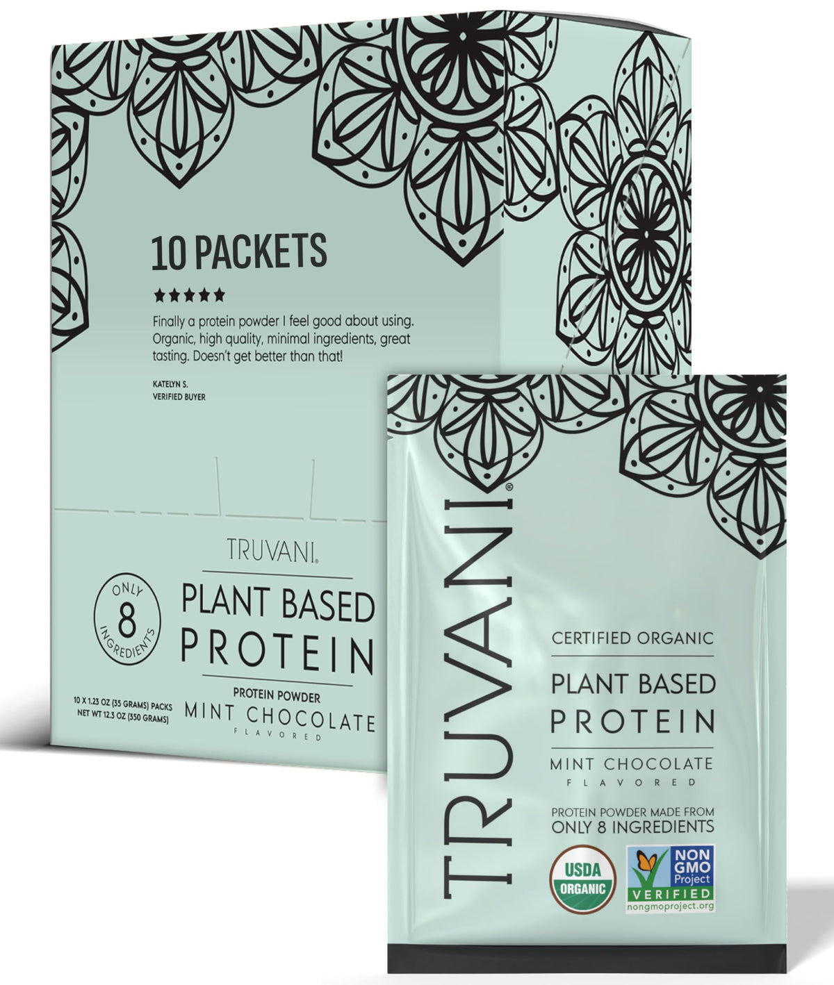 Truvani Organic Plant Based Protein Powder | Strawberry | 10 Servings | Vegan | 20g Pea Protein | Single Serving Travel Packets | Keto | Gluten & Dairy Free | Low Carb
