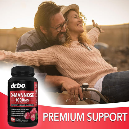 D Mannose Supplements for Women Pills - Natural D-Mannose 500mg Capsules, Cranberry DMannose Pills 1000mg Per Serving - Bladder Flush & Urinary Tract Cleanse Health Supplement - 120 Veg Capsules