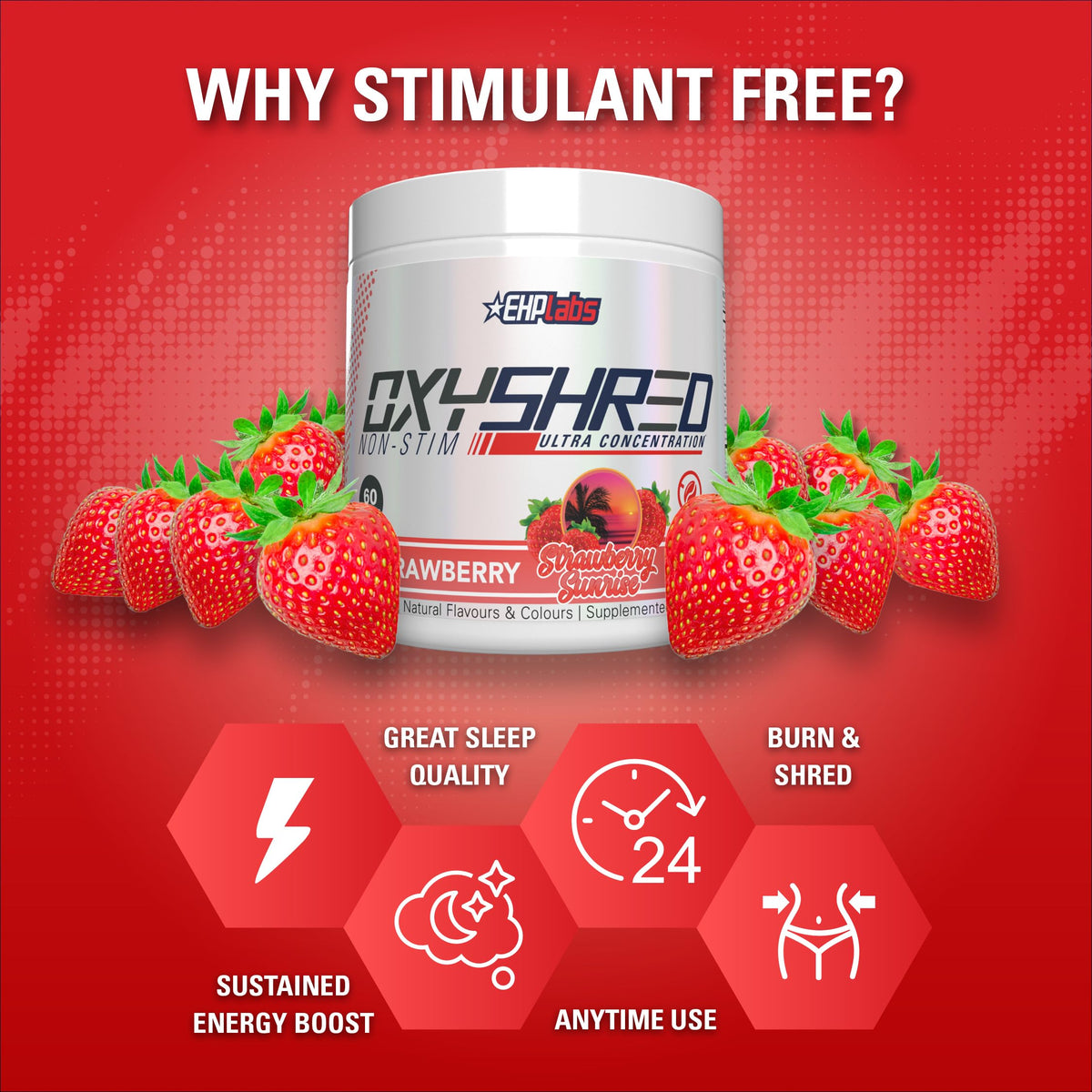 EHP Labs OxyShred Non Stimulant Pre Workout Powder - Stim Free Pre Workout, Caffeine Free Preworkout for Men & Women with L Glutamine & Acetyl L Carnitine - Peach, 60 Servings