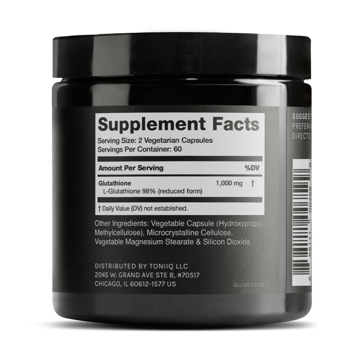 Toniiq Ultra High Strength Glutathione Capsules - 1000mg Concentrated Formula - 98%+ Highly Purified and Bioavailable - Non-GMO Fermentation