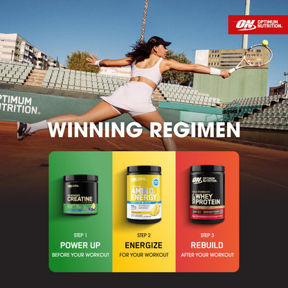 Optimum Nutrition, Amino Energy Powder Plus Focus, with Bcaa, Electrolytes, and Caffeine, Watermelon, 30 Servings | Contains BCAAs, Electrolytes, 100 mg Caffeine, 5g Amino Acids, Zero Sugar, Supports Hydration, Banned Substance Tested