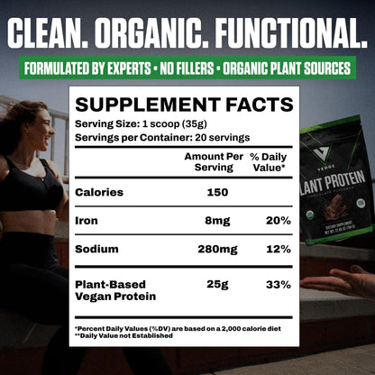 VEDGE Vanilla Protein Powder, USDA Organic Plant Based, 20 Servings | Plant Based Protein Powder, From Pea, Pumpkin, And Sunflower With Smooth Texture For Shakes, Smoothies, Vegan, And Baking