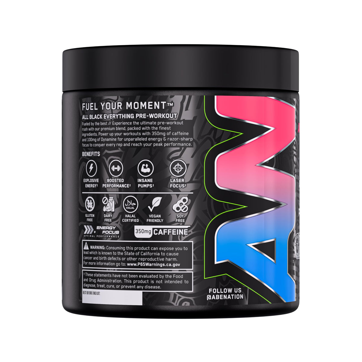All Black Everything Pre-Workout Powder | Preworkout Energy Drink Mix | 350mg Caffeine | Beta Alanine & Citrulline | Energy Supplement for Men & Women | Baddy Berry | 30 Servings