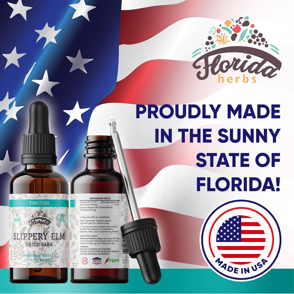 Slippery Elm Tincture 2 oz (60 ml) | Premium Alcohol-Free Herbal Extract from Ulmus Rubra | Liquid Botanical Supplement | Traditional Soothing Mucilage Formula | Made in USA