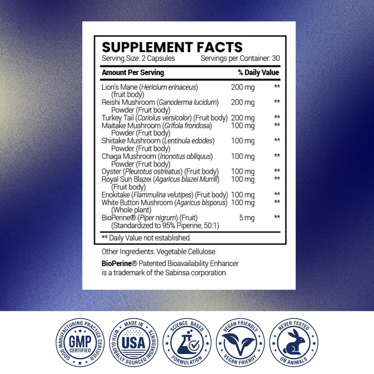 Research Verified Mushroom Complex - Support Immunity, Boost Antioxidants, Improve Cognitive Function - 10 Mushrooms Including Reishi, Maitake, and Shiitake - 60 Capsules - Vegan