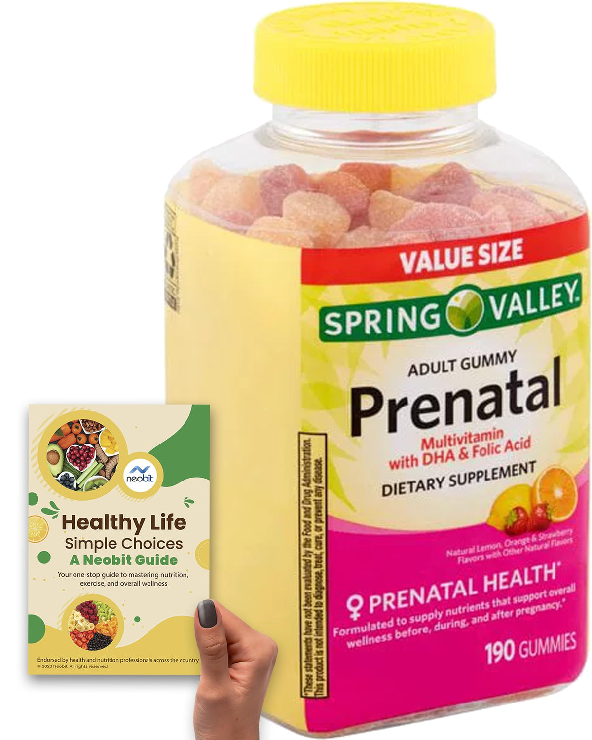 Spring Valley Prenatal Multivitamin Gummies with DHA, Folic Acid, 190 Count, Female Adult Chewables
