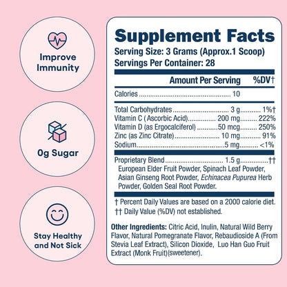 Love Sweat Fitness Immunity Support Supplement for Women | Vitamin C, Elderberry & Antioxidant Powder | Immune System Defense | Wing Woman Berry Pomegranate | Vegan, Non-GMO | 28 Servings
