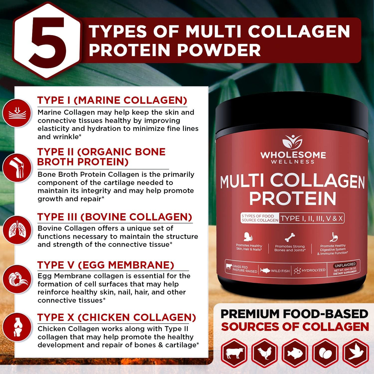 Wholesome Wellness Probiotics for Women 100 Billion CFUs with Prebiotics, Digestive Enzymes + Multi Collagen Protein Powder Hydrolyzed (Type I II III V X) Bundle