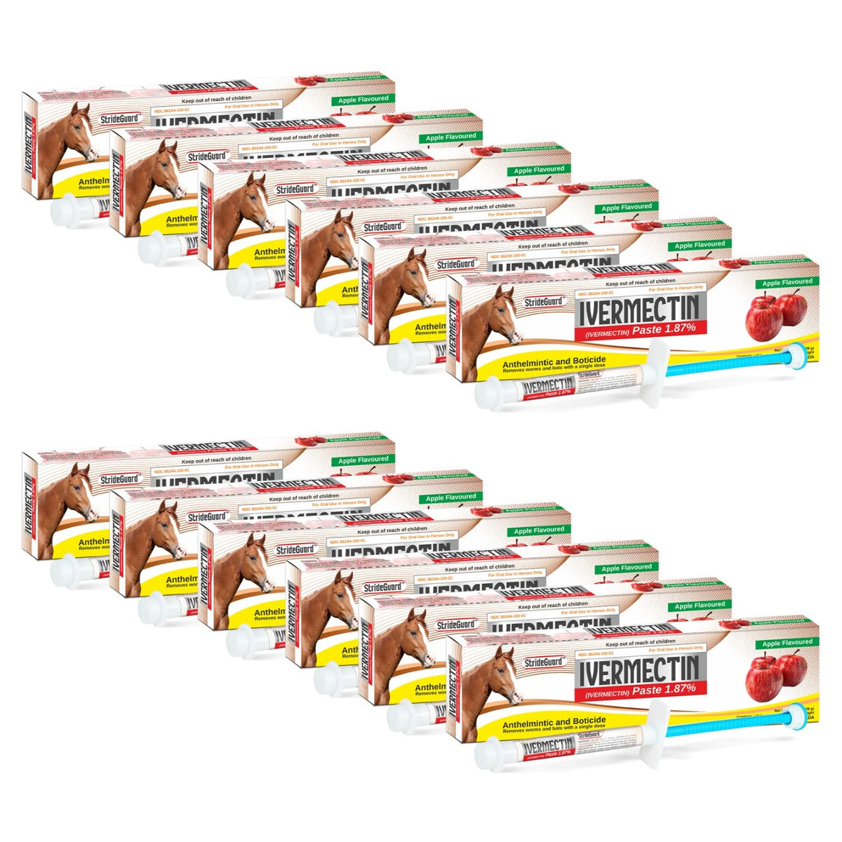 Horse Ivermectin Paste 1.87% – Apple Flavored Oral Horse Dewormer Syringe – 6.08g Tube Treats Horses Up to 1,250 lbs [Pack-1]