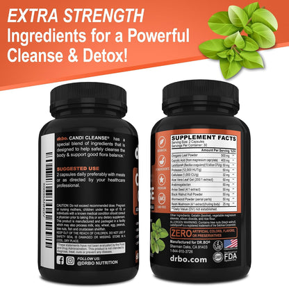 Candi Cleanse Support Supplement Pills - Anti Overgrowth Supplements for Women & Men - Extra Strength Balance Control Probiotic Complex Cleanser - Natural Oral Herbal Oregano & Caprylic Acid Capsules