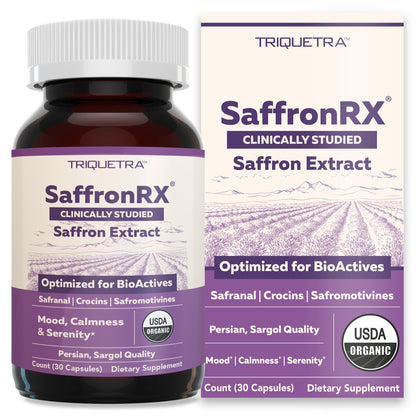 Organic Saffron Extract: Optimized Extract with Safromotivines, Safranal, and Crocins – Clinically Studied | Premium Persian Sargol Quality | Supports Mood, Calmness, and Relaxation – 30 Servings