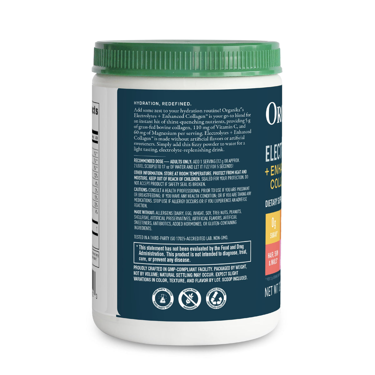 Organikа Electrolytes with Enhanced Collagen Powder for Women & Men - 13 oz - Wild Berry-Flavored Effervescent Electrolyte & Collagen Drink Mix - Deep Hydration, Mobility, Skin, Hair, & Nails