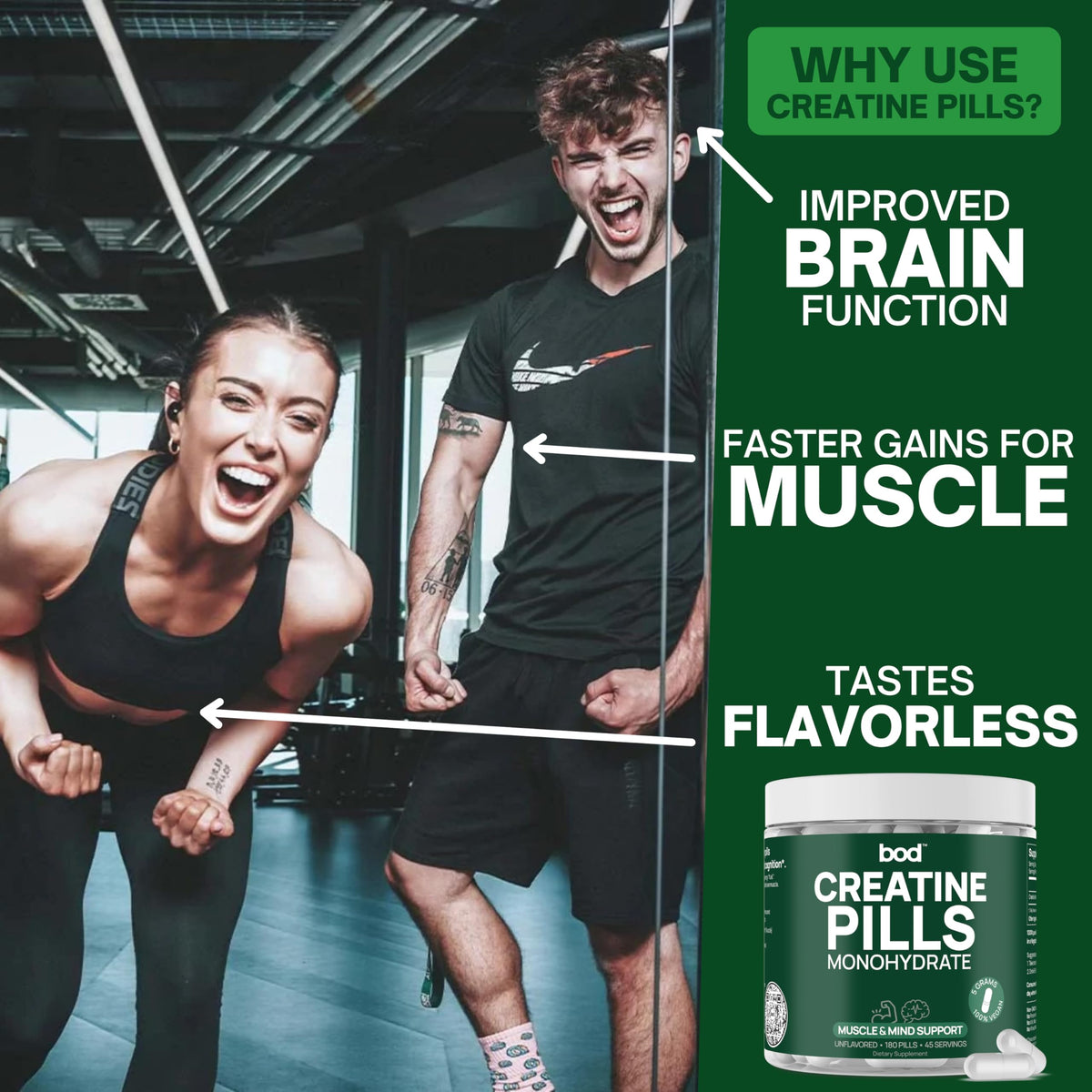 Bod Creatine HCL Capsules – 150 Pills | Creatine Hydrochloride Supplement for Men & Women | Easy-to-Swallow Alternative to Monohydrate Powder, Unflavored & Keto-Friendly