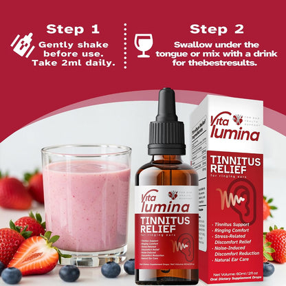 Tinnitus Relief Drops to Drink, Ear Ringing Relief Tinnitus, Natural Liquid Formula for Tinnitus Relief for Ringing Ears, Supports Auditory Health – 60ml