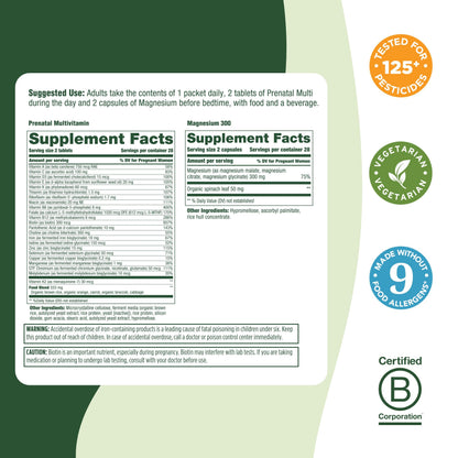MegaFood Prenatal Vitamin & Minerals + Magnesium Supplement Daily Pack