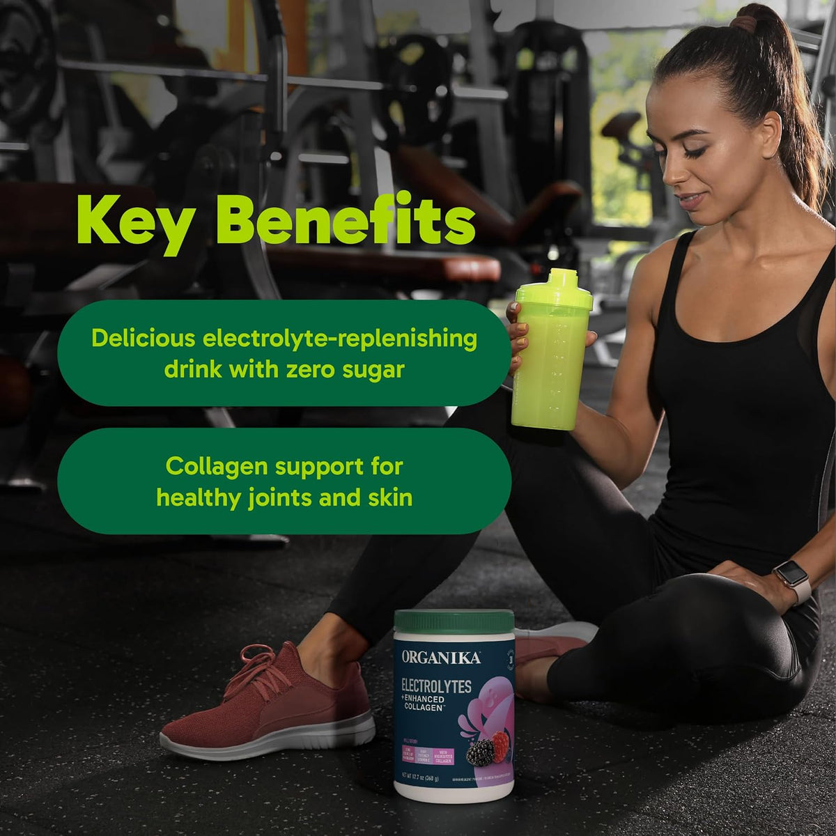 Organikа Electrolytes with Enhanced Collagen Powder for Women & Men - 13 oz - Wild Berry-Flavored Effervescent Electrolyte & Collagen Drink Mix - Deep Hydration, Mobility, Skin, Hair, & Nails