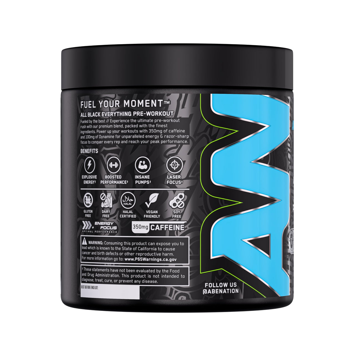 All Black Everything Pre-Workout Powder | Preworkout Energy Drink Mix | 350mg Caffeine | Beta Alanine & Citrulline | Energy Supplement for Men & Women | Baddy Berry | 30 Servings